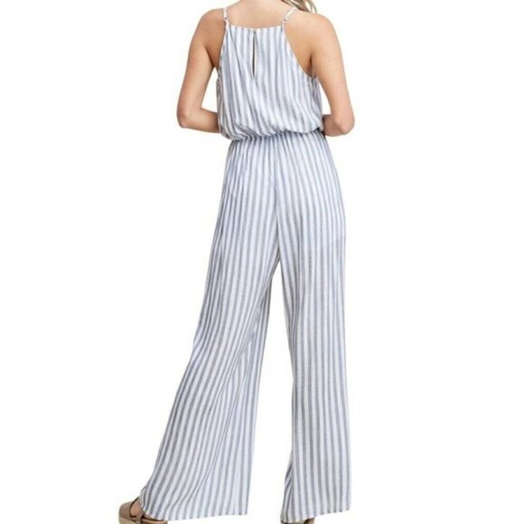 Staccato Blue Hey Sailor Stripe Wide Leg Jumpsuit L - Picture 2 of 6